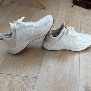 New Balance Women’s White and Tan Sneakers